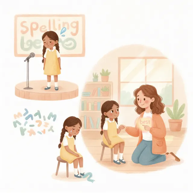 The Spelling Bee Surprise story for kids illustration