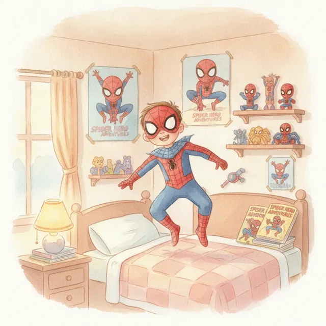 The Spider-Hero's Biggest Fan story for kids illustration