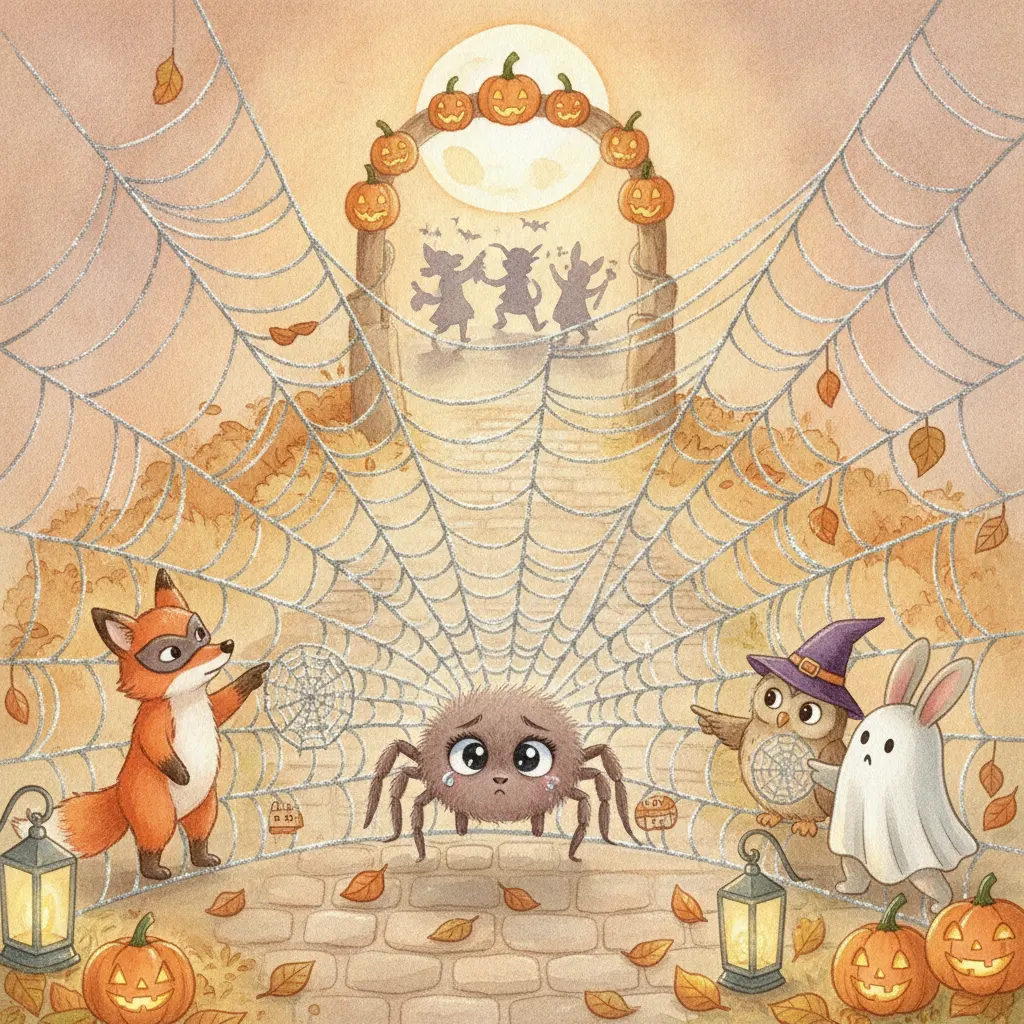 The Spider's Too Big Web story for kids illustration