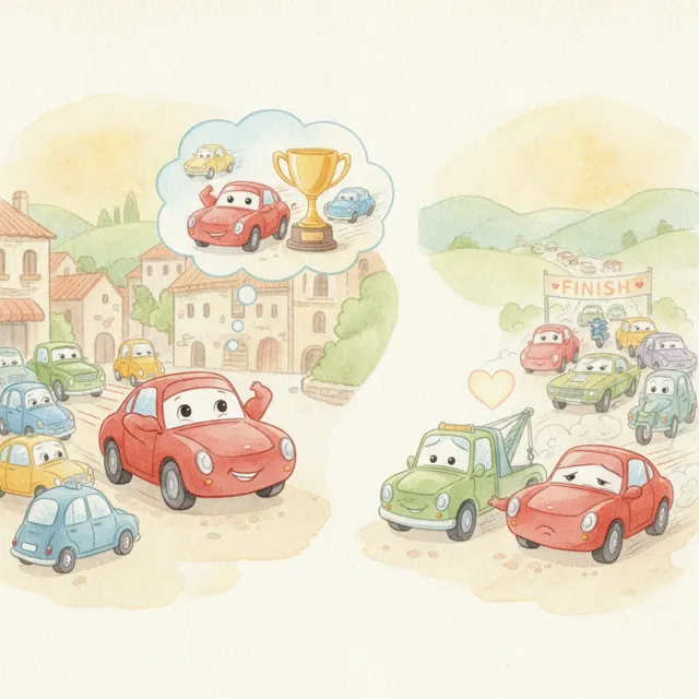 The Sports Car's Little White Lie story for kids illustration