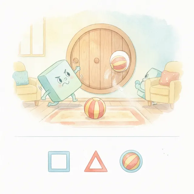 The Square and the Round Door story for kids illustration