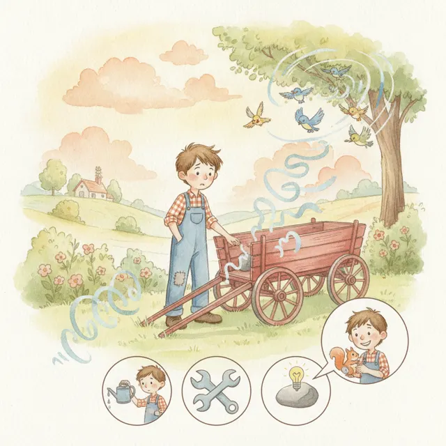 The Squeaky Wagon Wheel story for kids illustration