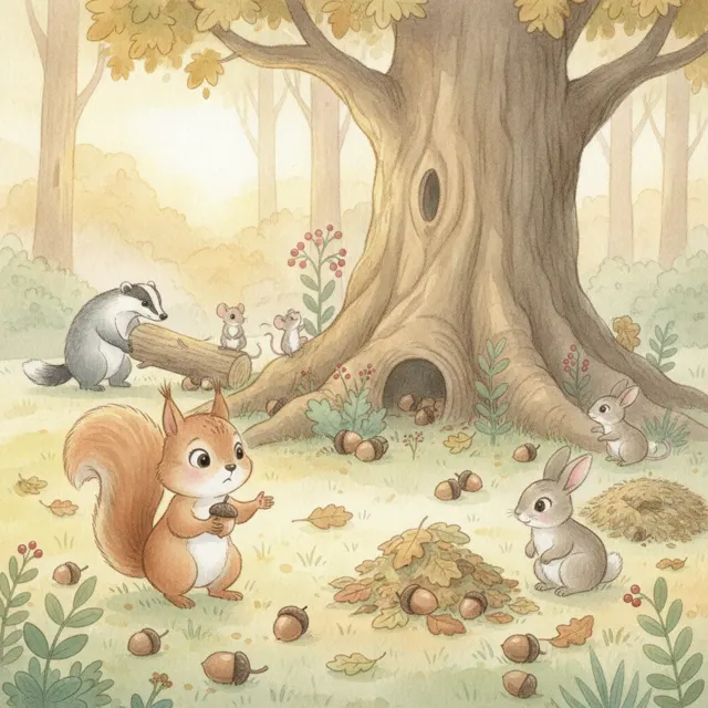 The Squirrel Who Forgot story for kids illustration