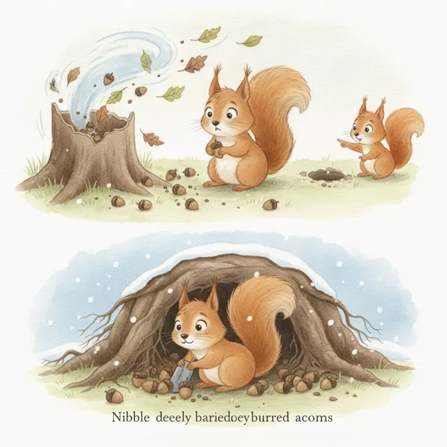 The Squirrel Who Planted Again story for kids illustration
