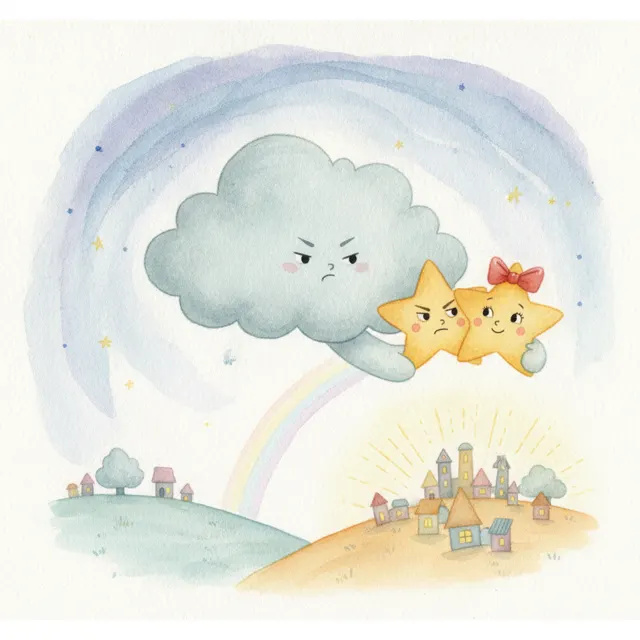 The Star and the Cloud story for kids illustration