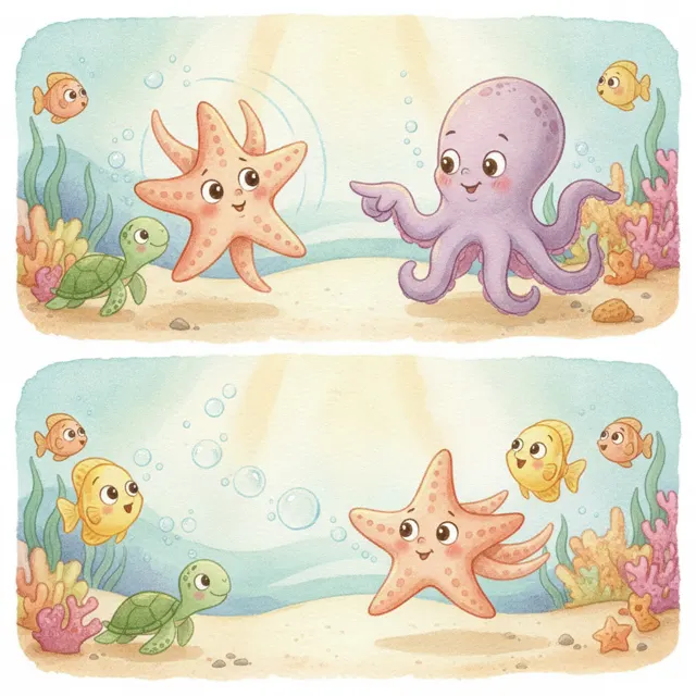 The Starfish Who Learned to Swim Straight story for kids illustration