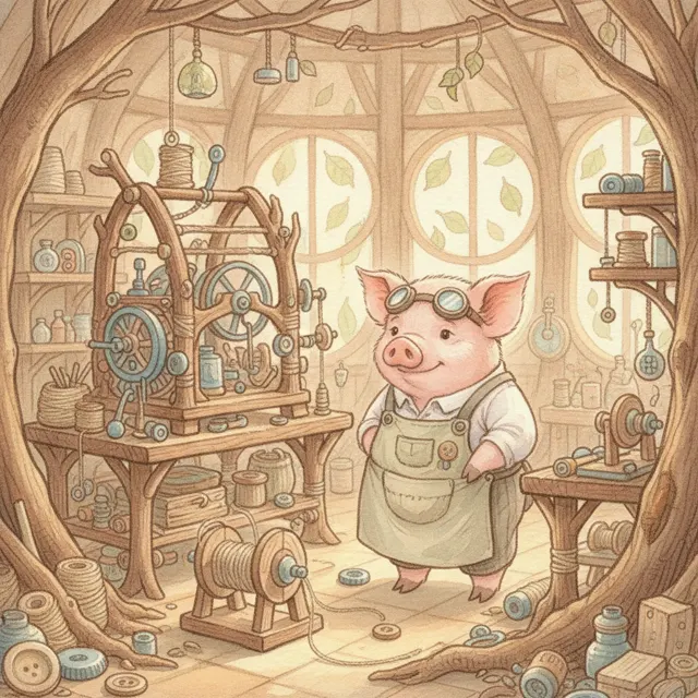 The Stick House Inventor story for kids illustration