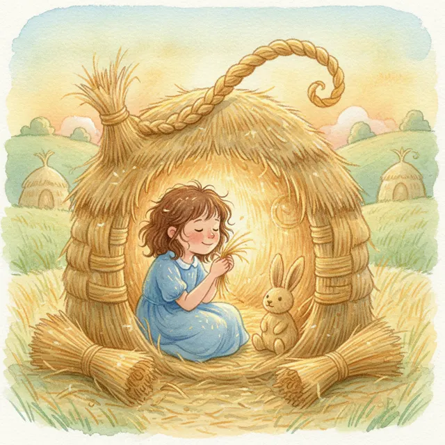 The Straw House Surprise story for kids illustration