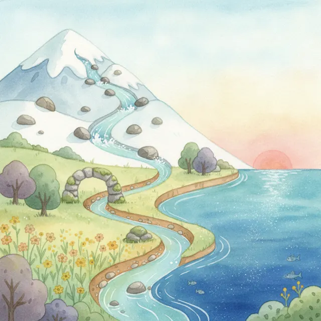 The Stream That Wore a Path story for kids illustration