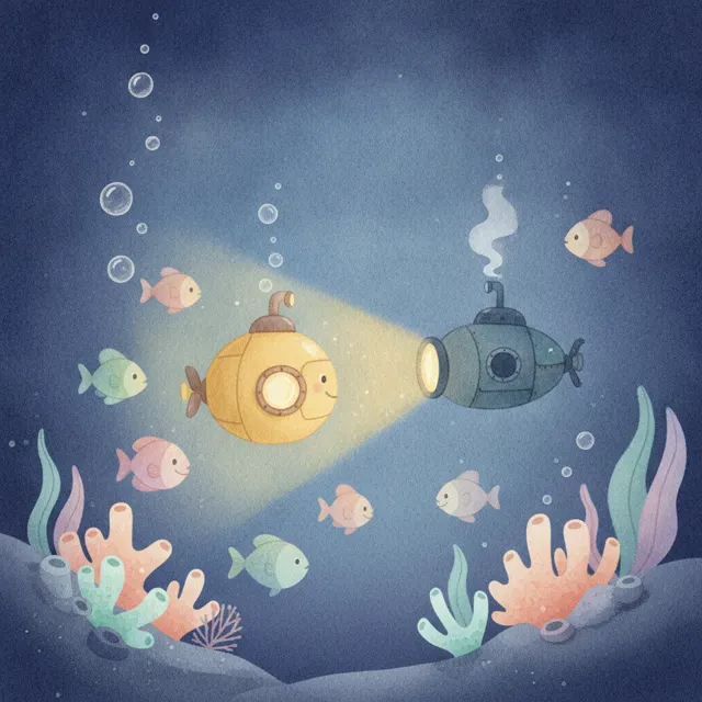 The Submarine Who Found the Light story for kids illustration