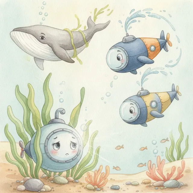 The Submarine Who Made a Splash story for kids illustration
