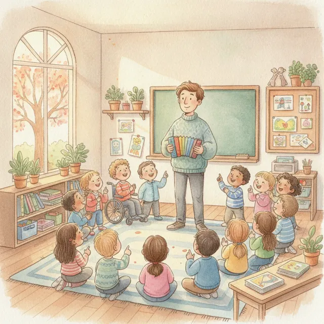 The Substitute Who Surprised Everyone story for kids illustration