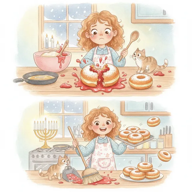 The Sufganiyot That Bounced Back story for kids illustration