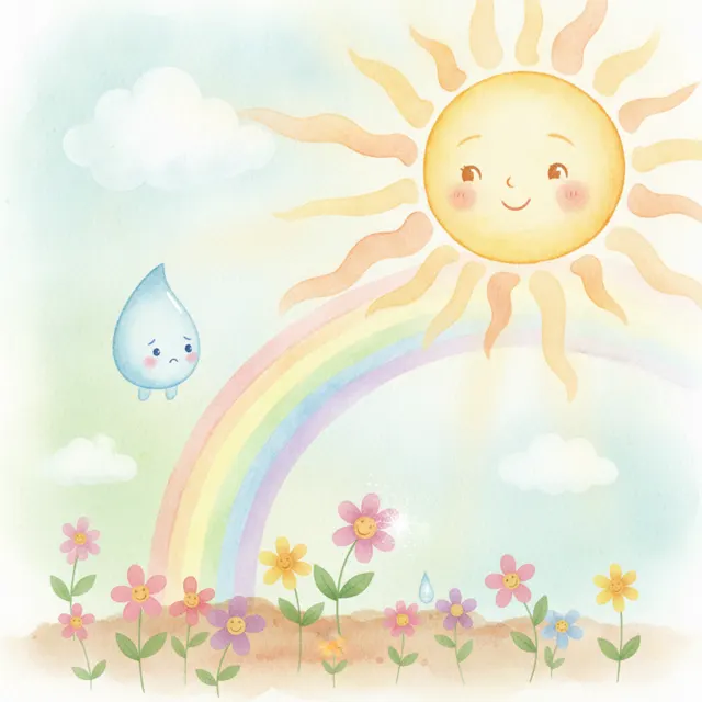 The Sun and the Little Raindrop story for kids illustration