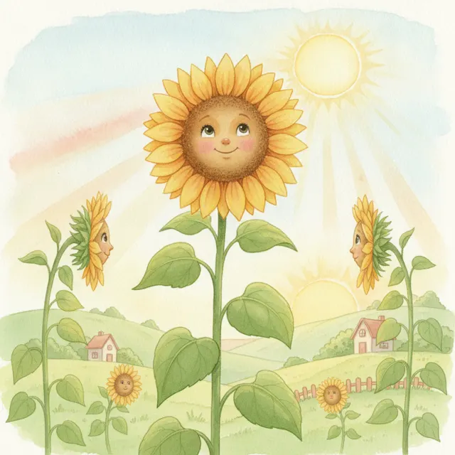 The Sunflower Who Followed the Sun story for kids illustration