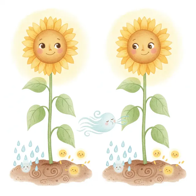 The Sunflower Who Looked Up story for kids illustration