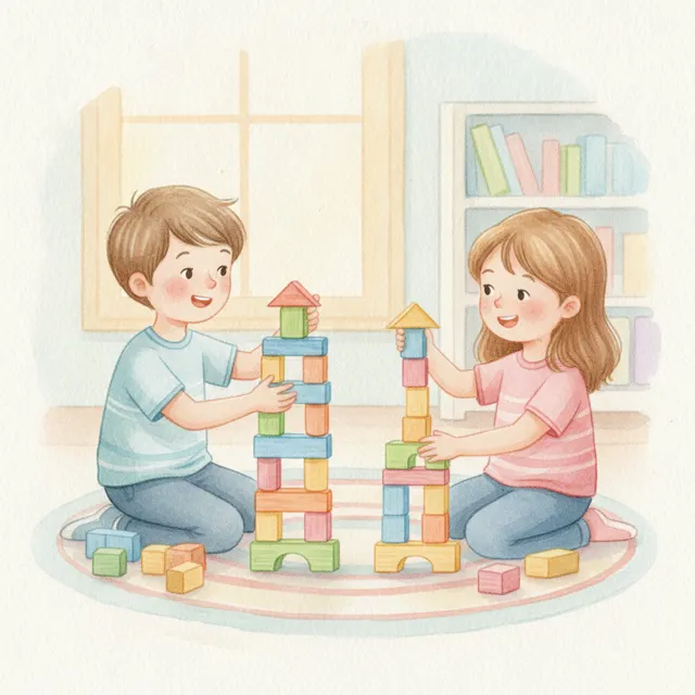 The Tallest Tower of Blocks story for kids illustration