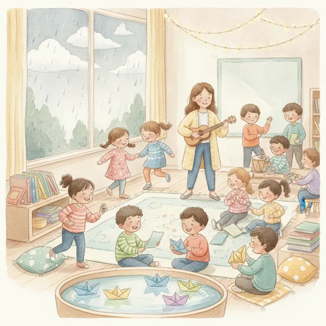 The Teacher's Rainy Day story for kids illustration