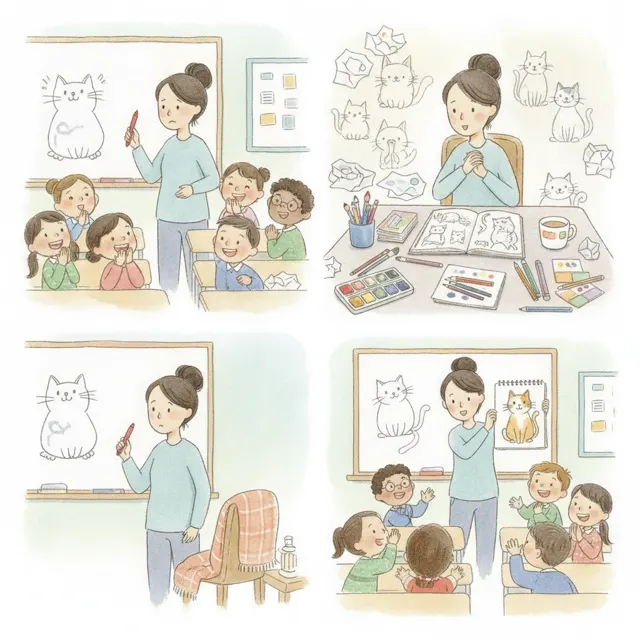 The Teacher Who Learned to Draw story for kids illustration