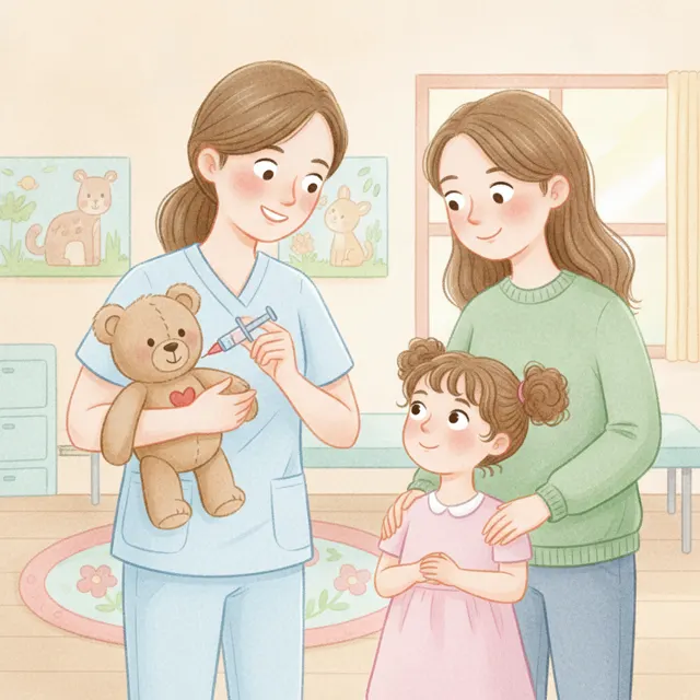 The Teddy Bear Gets a Shot story for kids illustration