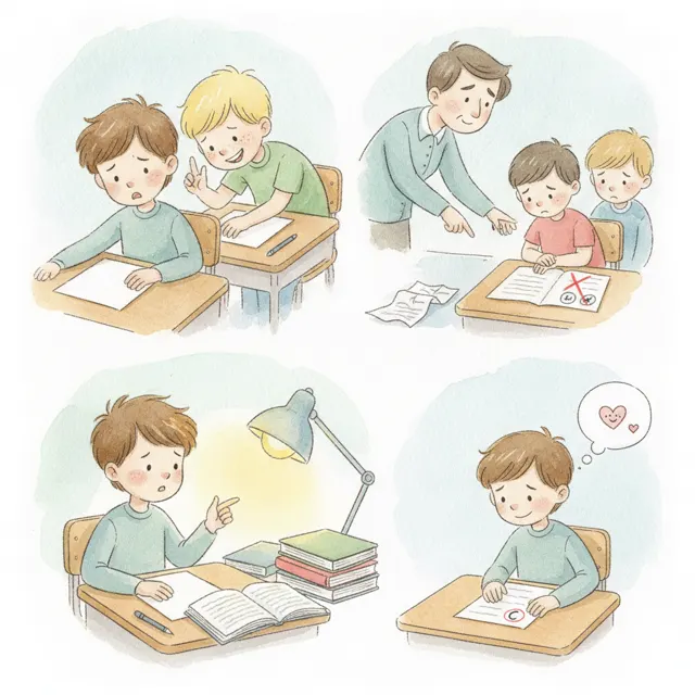 The Test I Took Alone story for kids illustration