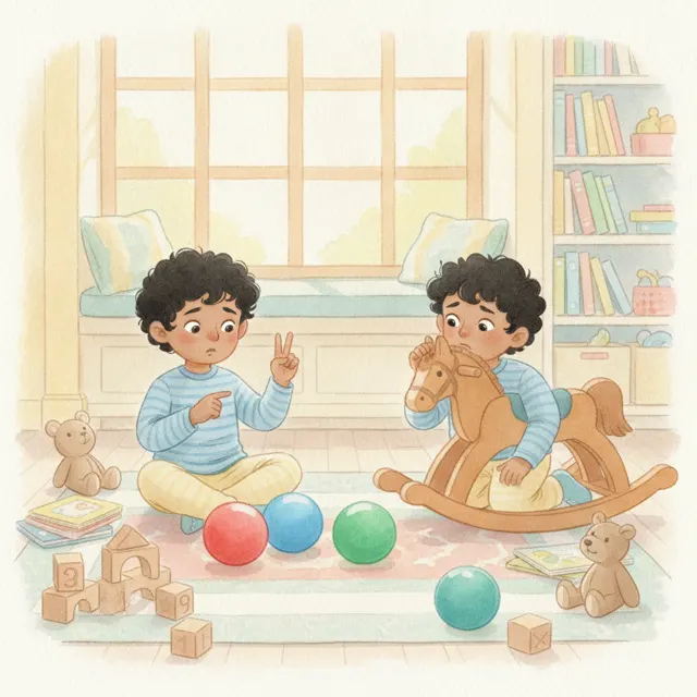 The Three Little Balls story for kids illustration