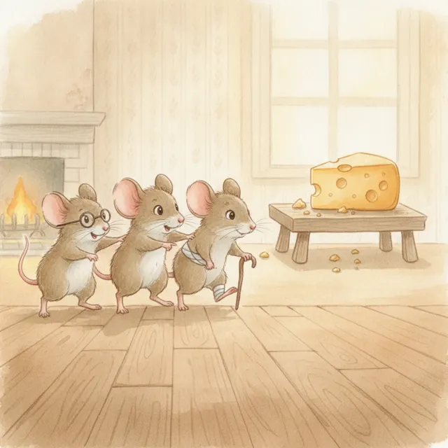 The Three Mice Who Helped Each Other story for kids illustration
