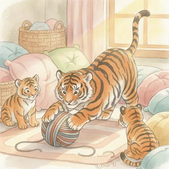 The Tiger Cub's Stripes story for kids illustration