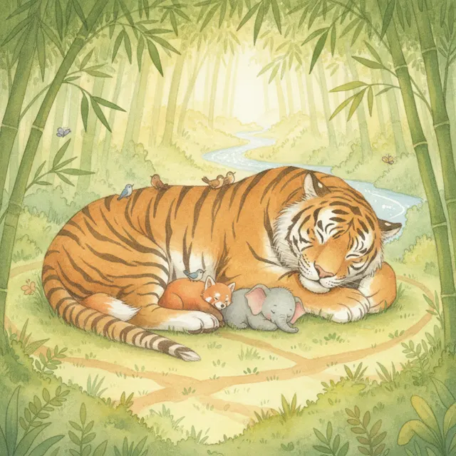 The Tiger Who Protected the Forest story for kids illustration