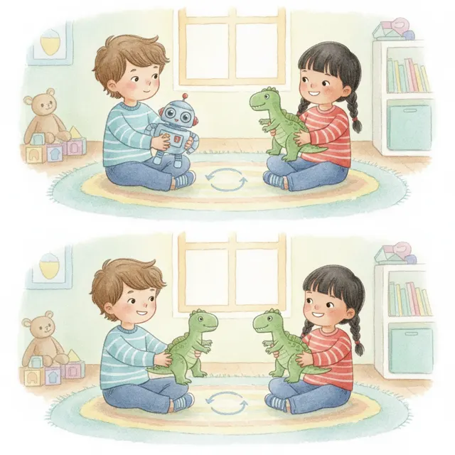 The Toy Swap Day story for kids illustration