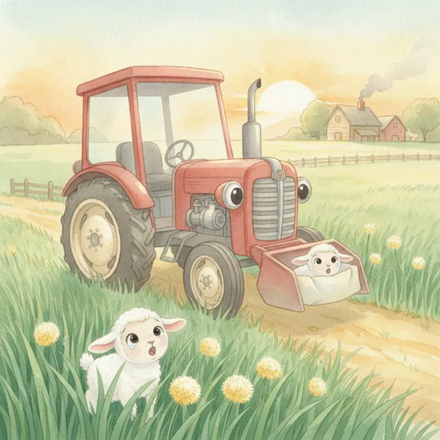The Tractor and the Lost Lamb story for kids illustration