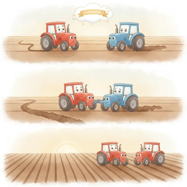 The Tractor Team story for kids illustration
