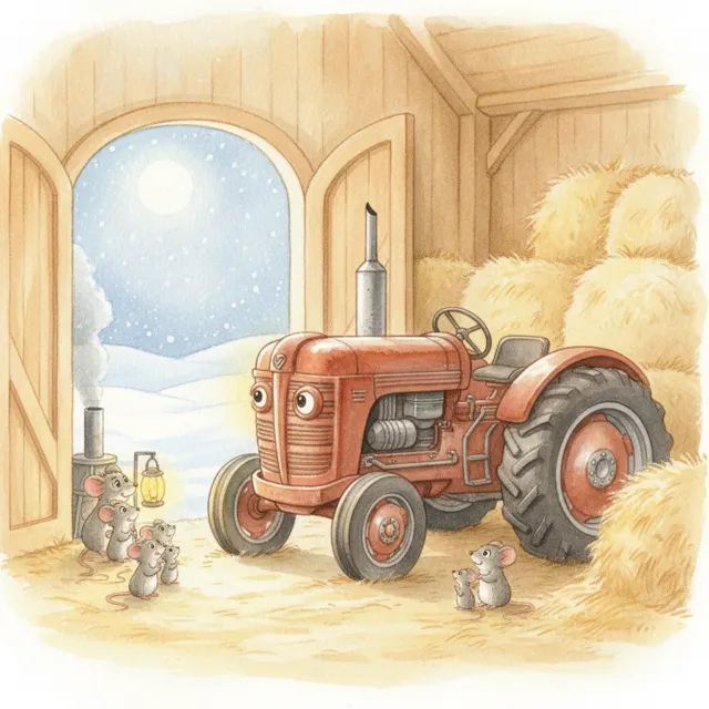 The Tractor Who Shared the Barn story for kids illustration