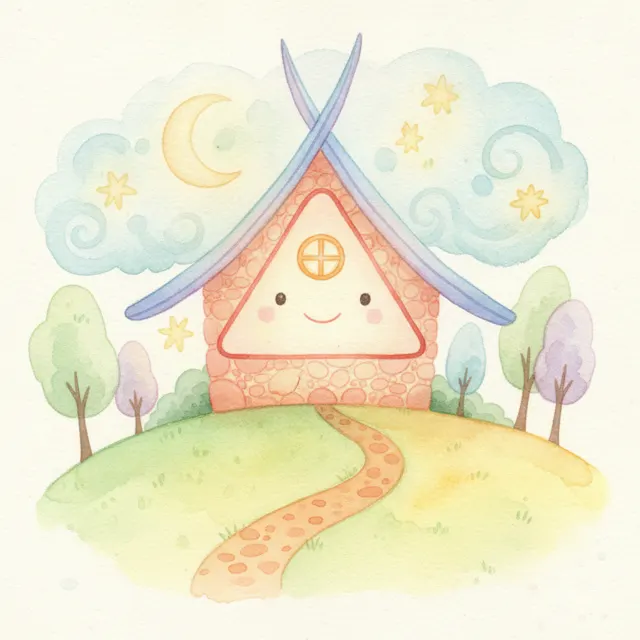 The Triangle That Found Its Roof story for kids illustration