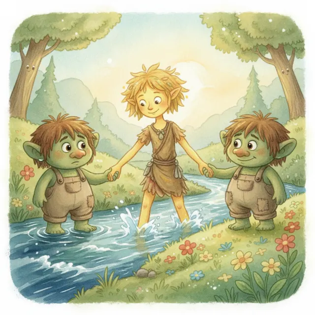 The Troll Afraid of the Big River story for kids illustration