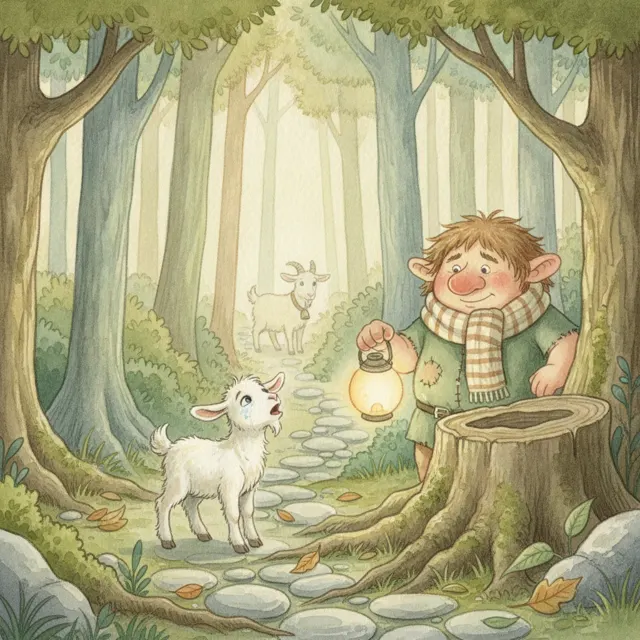 The Troll and the Lost Goat story for kids illustration