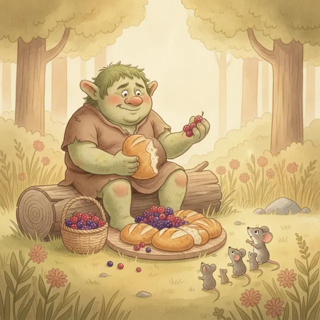 The Troll's Too-Big Lunch story for kids illustration