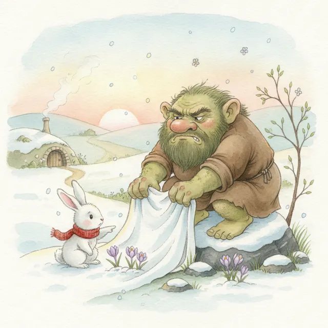 The Troll Who Could Not Wait for Spring story for kids illustration