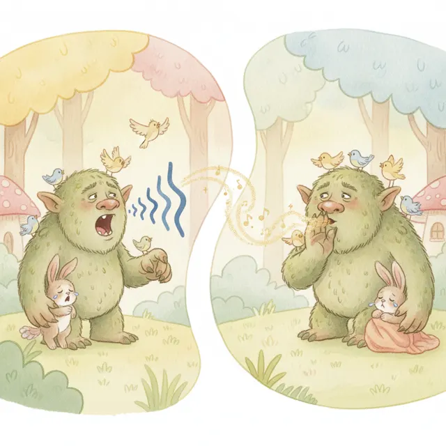 The Troll Who Learned to Whisper story for kids illustration