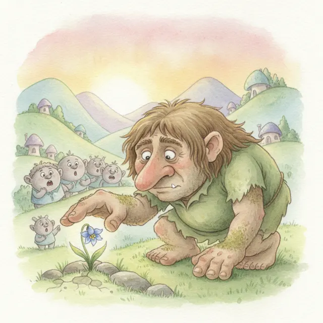 The Troll Who Saved the Smallest Flower story for kids illustration