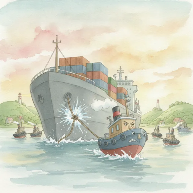 The Tugboat Who Would Not Ask for Help story for kids illustration