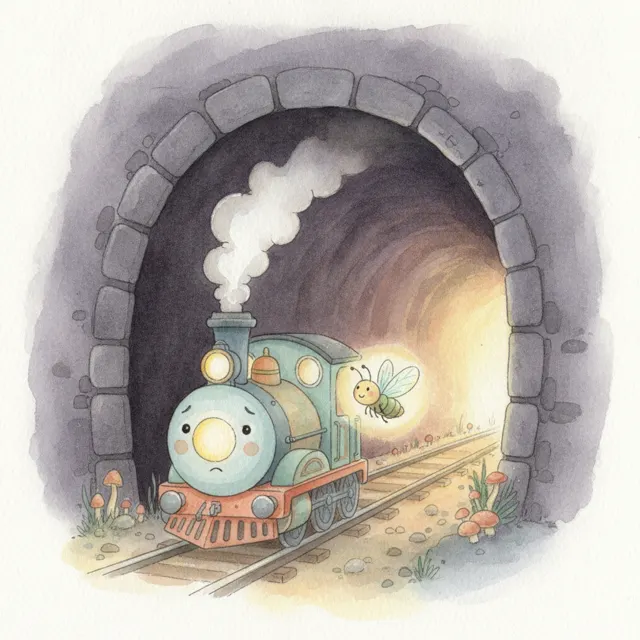 The Tunnel Train's Tiny Light story for kids illustration