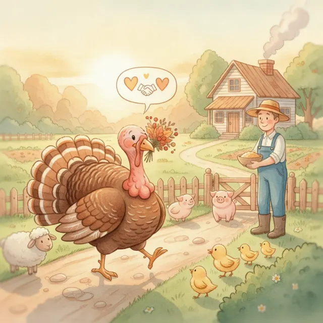The Turkey Who Wanted to Say Thank You story for kids illustration