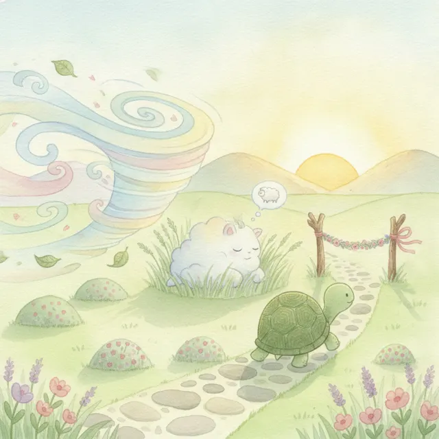The Turtle and the Rushing Wind story for kids illustration