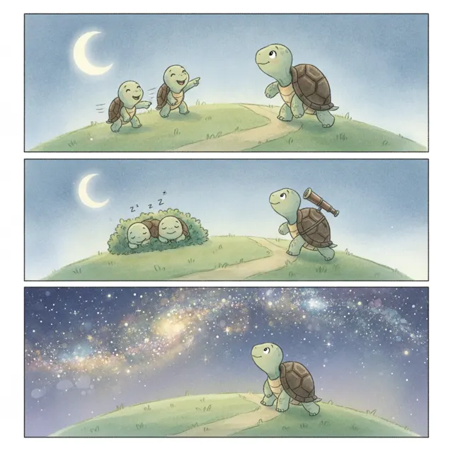 The Turtle Who Counted Stars story for kids illustration
