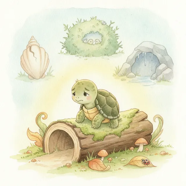 The Turtle Who Found a Cozy Home story for kids illustration
