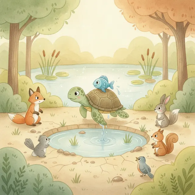 The Turtle Who Helped a Little Fish story for kids illustration