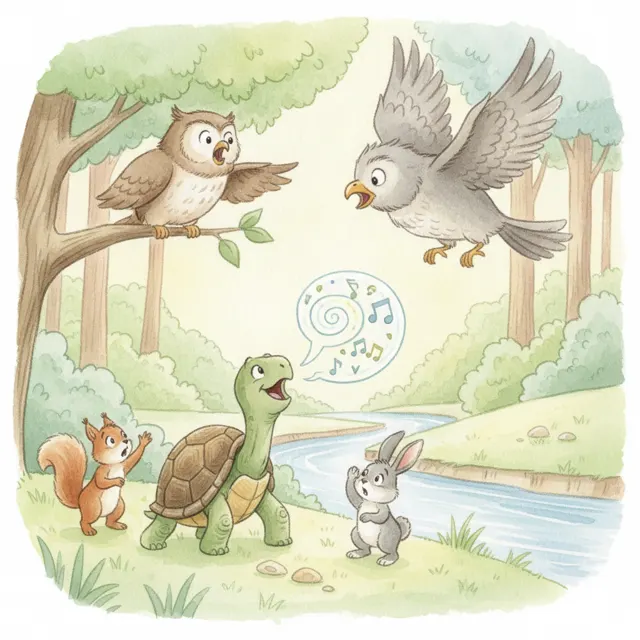 The Turtle Who Learned to Listen story for kids illustration