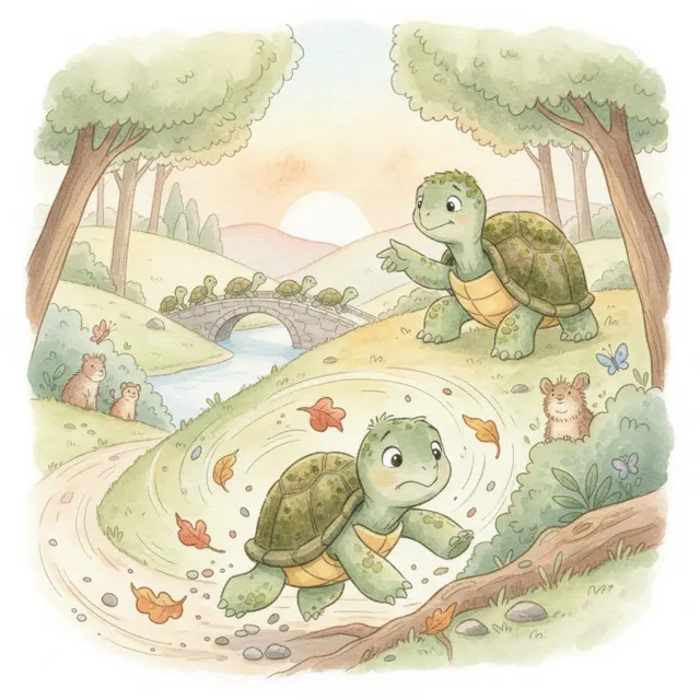 The Turtle Who Rushed story for kids illustration