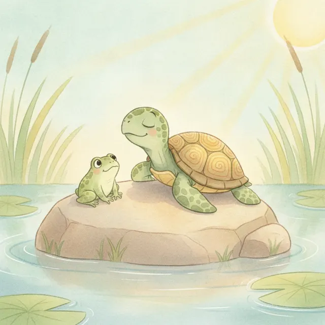 The Turtle Who Shared the Warm Sun story for kids illustration